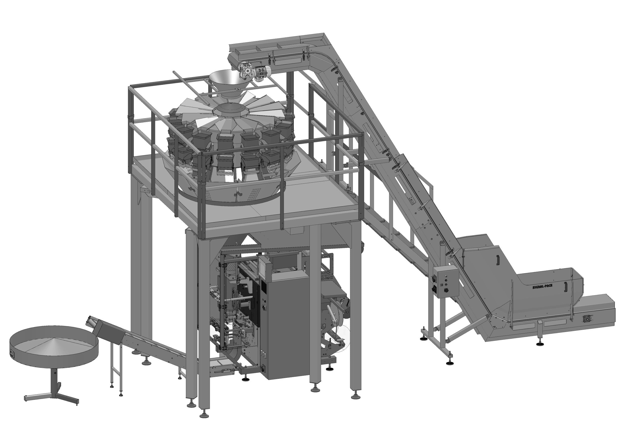 Complete line of accurate dosing and packaging of fresh cut salad Complete line of accurate dosing and packaging of fresh cut salad